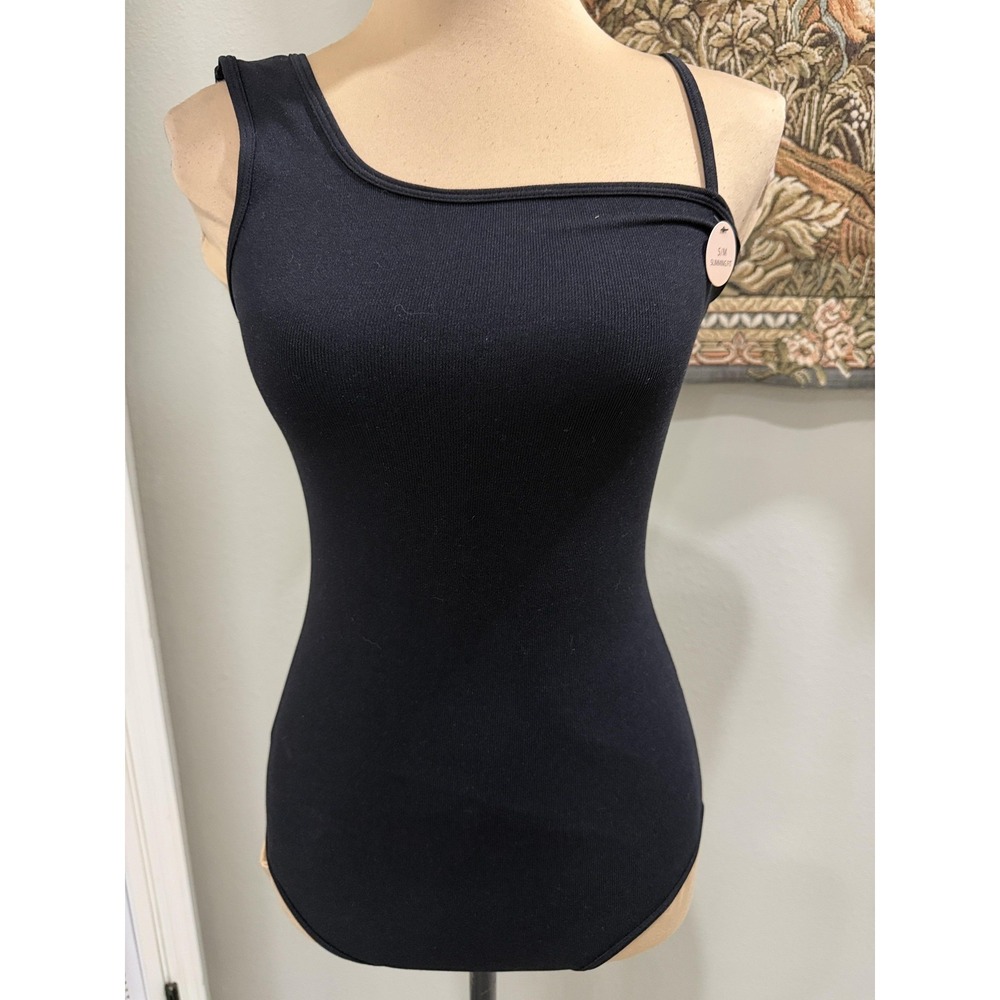 Bella Seamless Bodysuit Womens S/M Black One Shoulder Slimming Shaper Top